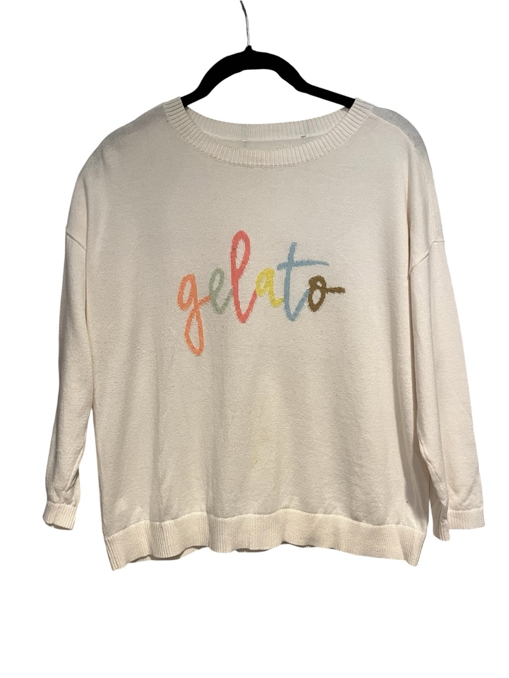 Cream 'gelato' Size S Graphic Pullover Lightweight Sweater